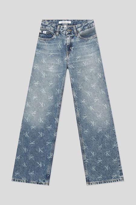 Джинсы с эффектом потертости и принтом Calvin Klein Jeans