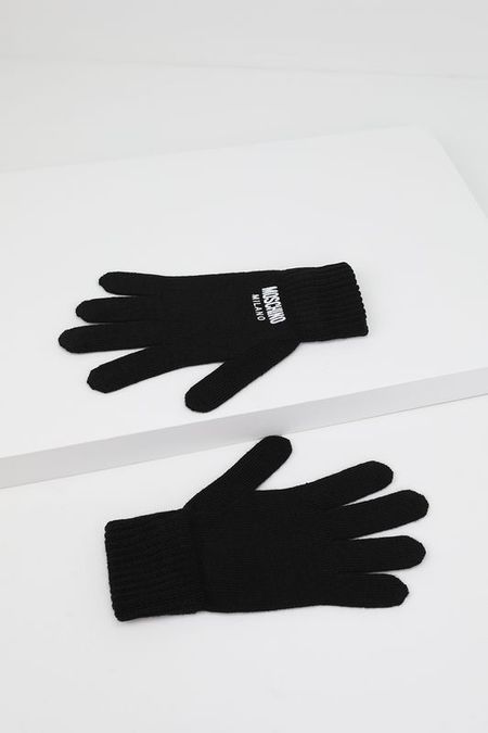 Перчатки из смесовой шерсти с логотипом Moschino