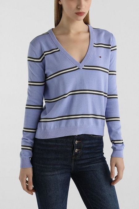 Пуловер хлопковый в полоску Tommy Jeans