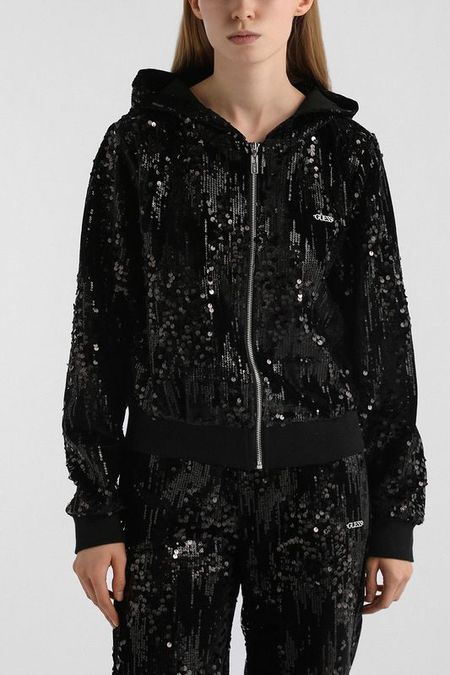 Толстовка на молнии с капюшоном с пайетками Guess