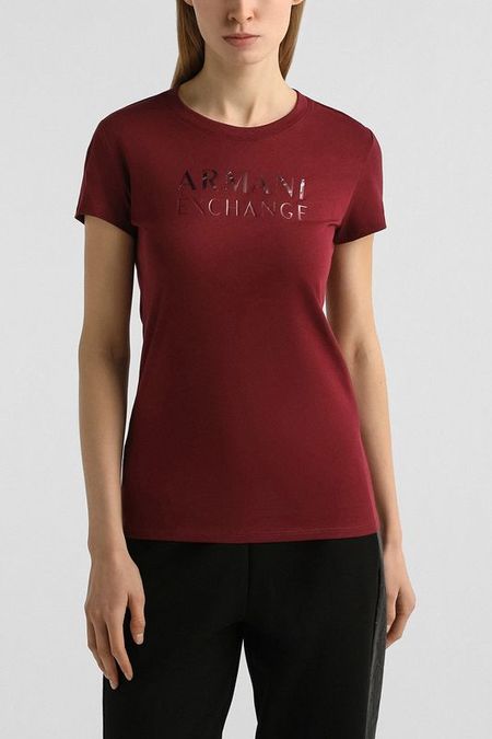 Футболка хлопковая с принтом Armani Exchange
