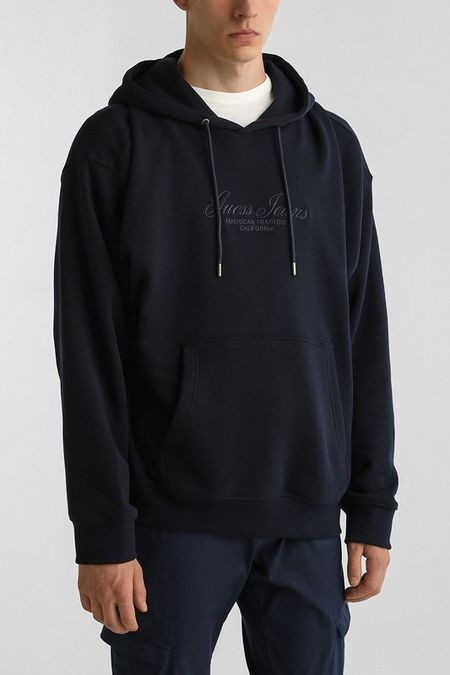 Худи хлопковое с карманом Guess Jeans