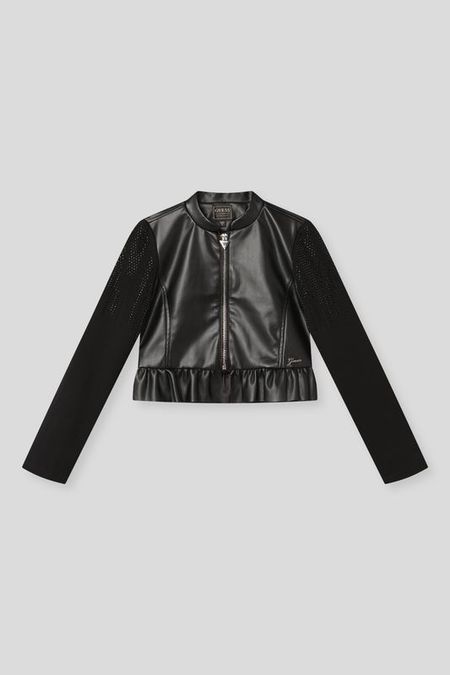 Куртка из искусственной кожи с оборкой Guess