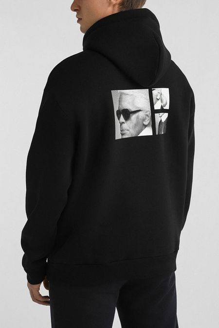 Худи хлопковое с карманом Karl Lagerfeld