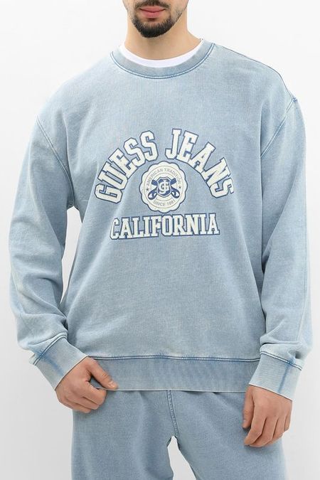 Свитшот хлопковый с логотипом Guess Jeans