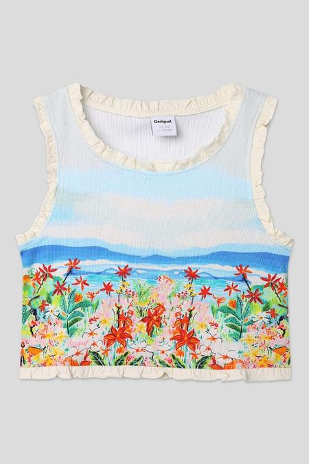 Майка хлопковая с принтом Desigual