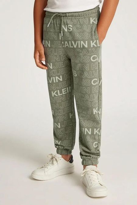Брюки хлопковые на кулиске с принтом Calvin Klein Jeans