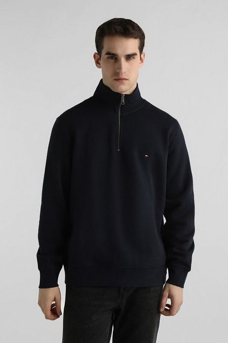Пуловер из смесового хлопка с воротником на молнии Tommy Hilfiger