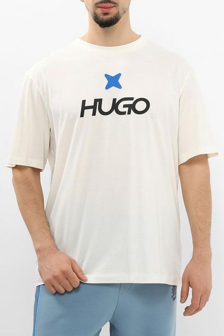 Футболка хлопковая с принтом HUGO