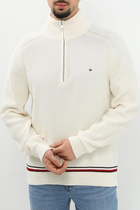 Пуловер хлопковый с воротником на молнии Tommy Hilfiger