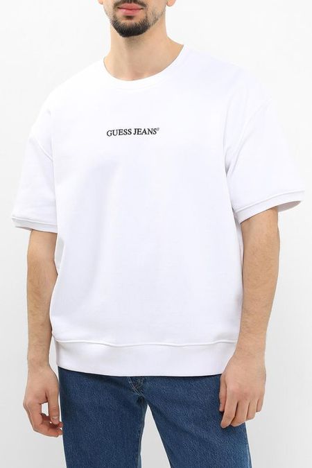 Свитшот хлопковый с коротким рукавом Guess Jeans
