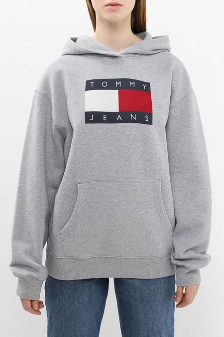 Худи хлопковое с карманом Tommy Jeans