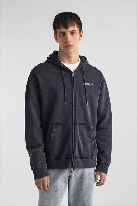 Толстовка хлопковая на молнии с капюшоном Guess Jeans