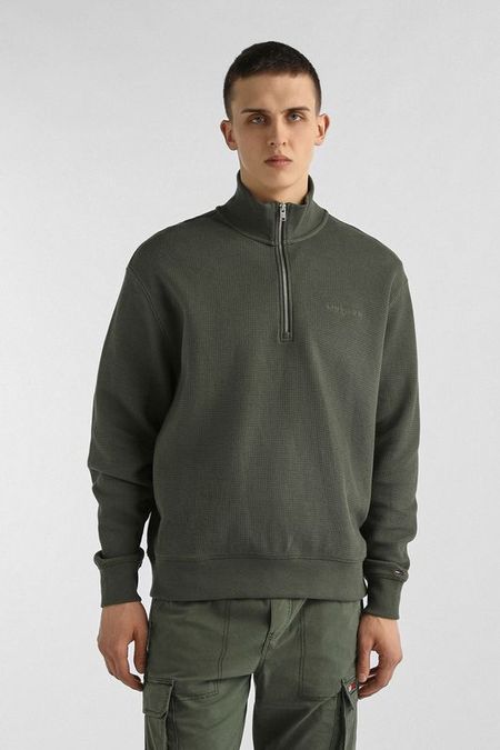 Толстовка хлопковая с воротником на молнии Tommy Jeans