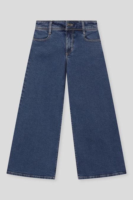 Джинсы однотонные с широкими брючинами Benetton