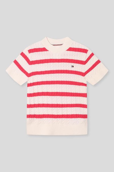 Джемпер вязаный с коротким рукавом в полоску Tommy Hilfiger