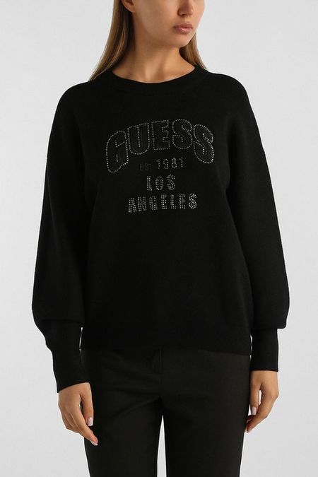 Свитшот с логотипом из страз Guess
