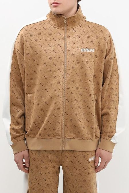 Толстовка на молнии с принтом из монограмм бренда Guess
