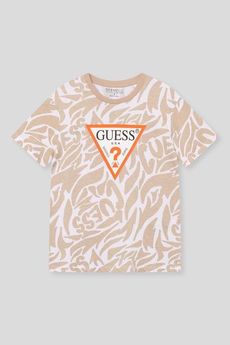 Футболка хлопковая с принтом и логотипом Guess