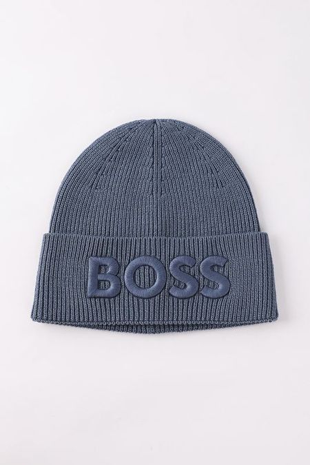 Шапка-бини из смесовой шерсти с вышитым логотипом BOSS