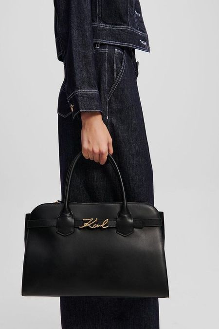 Сумка сэтчел кожаная Signature Karl Lagerfeld