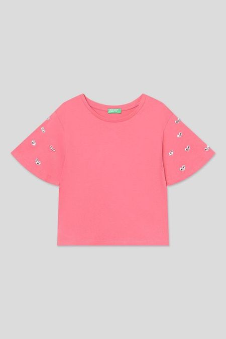 Футболка хлопковая со стразами Benetton