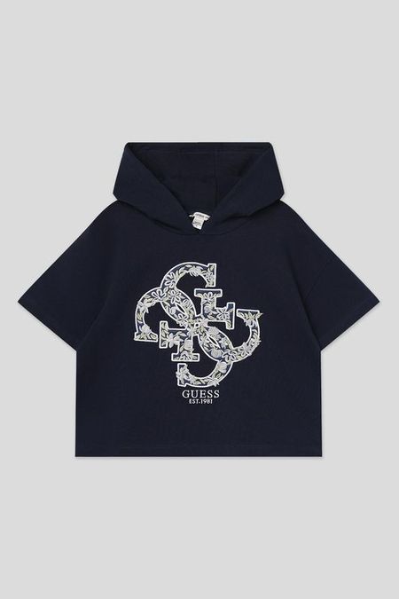 Худи хлопковое с коротким рукавом Guess