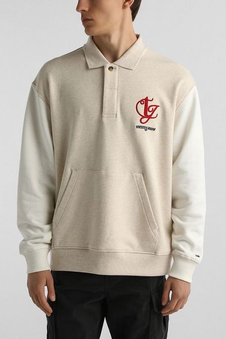 Толстовка хлопковая с воротником поло и карманом Tommy Jeans