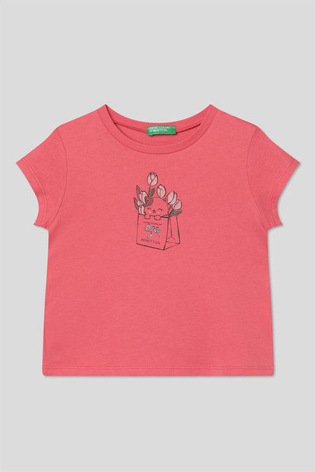 Футболка хлопковая с принтом Benetton