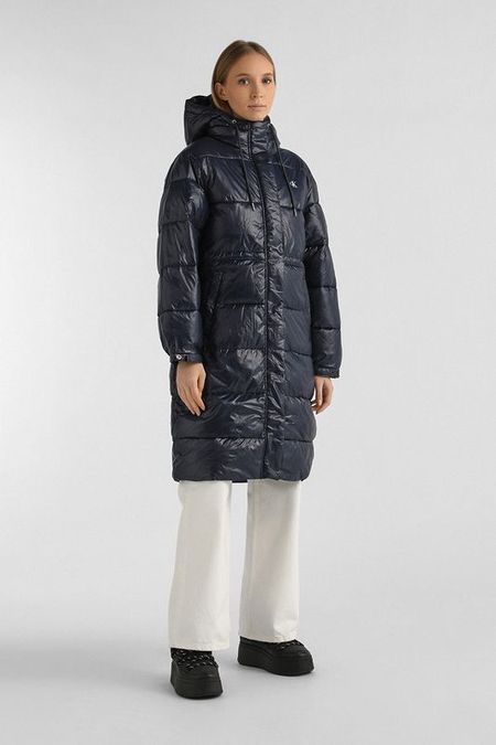 Пуховик удлиненного кроя с капюшоном Calvin Klein Jeans