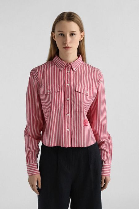 Рубашка хлопковая в полоску с необработанным краем Tommy Jeans