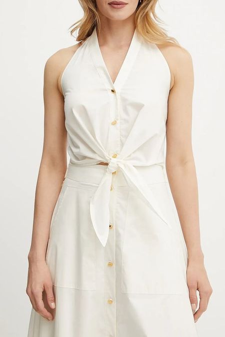 Блуза хлопковая с открытыми плечами на завязках Marciano by Guess