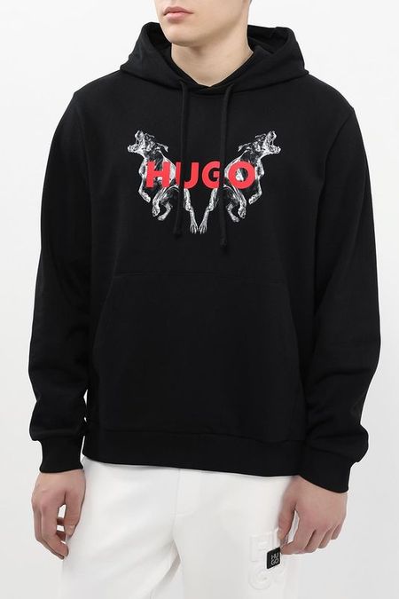 Худи хлопковое с карманом HUGO