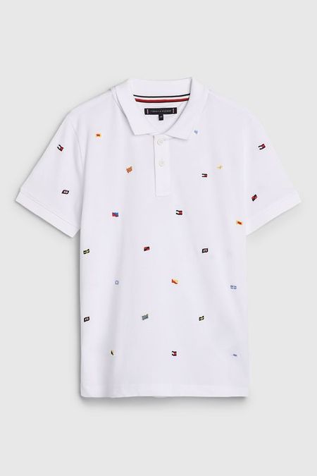 Поло хлопковое с принтом Tommy Hilfiger