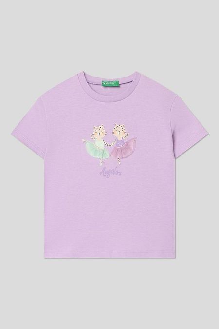 Футболка хлопковая с принтом Benetton