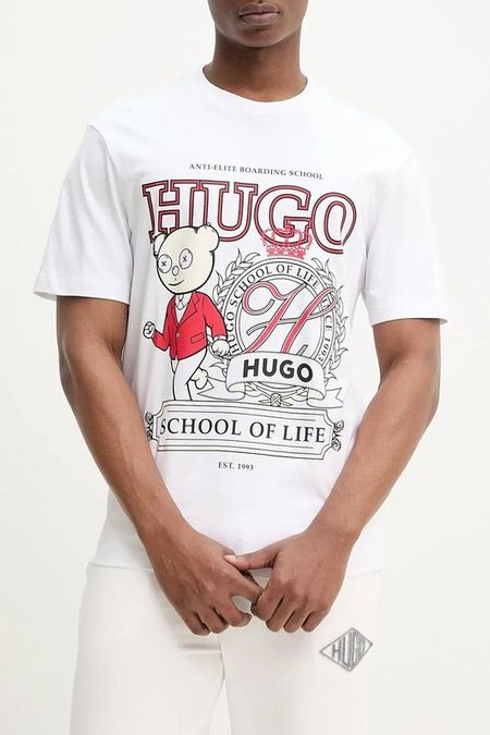 Футболка хлопковая с принтом HUGO