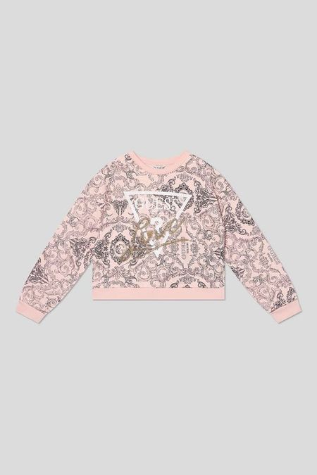 Свитшот хлопковый с принтом и логотипом Guess