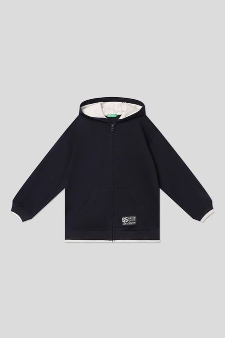 Толстовка хлопковая с капюшоном и принтом Benetton