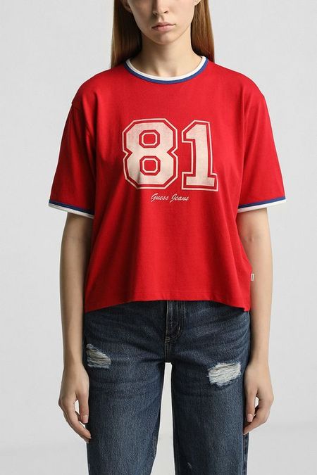 Футболка хлопковый с принтом Guess Jeans