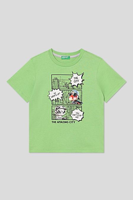 Футболка хлопковая с принтом Benetton