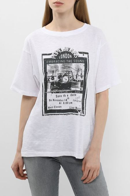 Футболка хлопковая с принтом PEPE JEANS