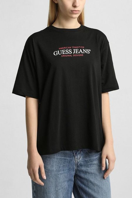Футболка хлопковая с принтом Guess Jeans