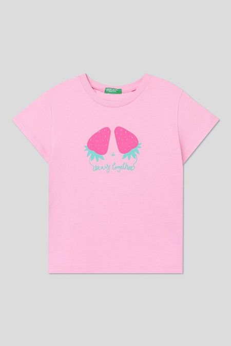 Футболка хлопковая с принтом Benetton