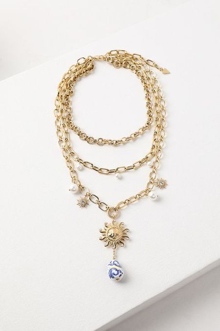 Ожерелье с подвеской и жемчужинами Guess