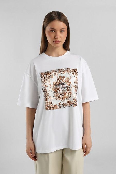 Футболка хлопковая с принтом ELEGANZZA