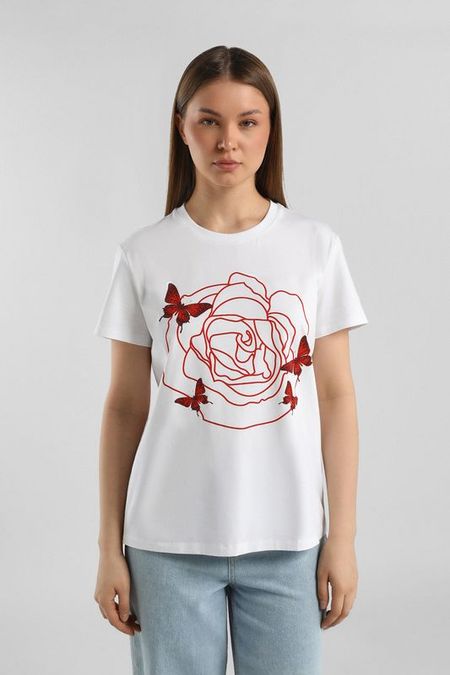 Футболка хлопковая с принтом ELEGANZZA
