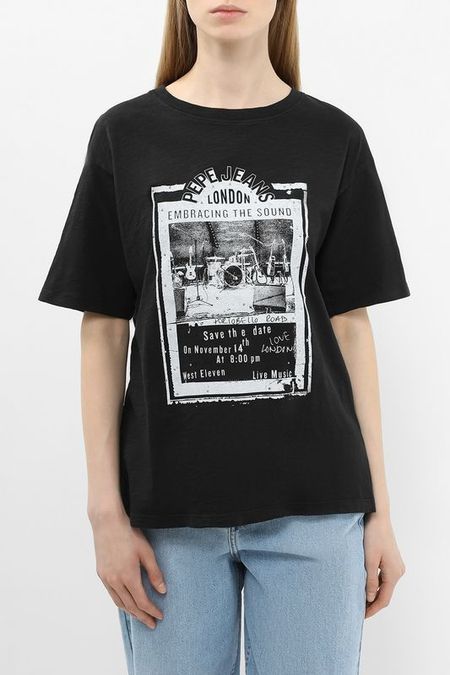 Футболка хлопковая с принтом PEPE JEANS