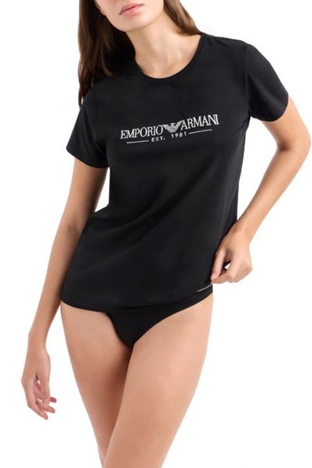 Футболка хлопковая с логотипом EMPORIO ARMANI