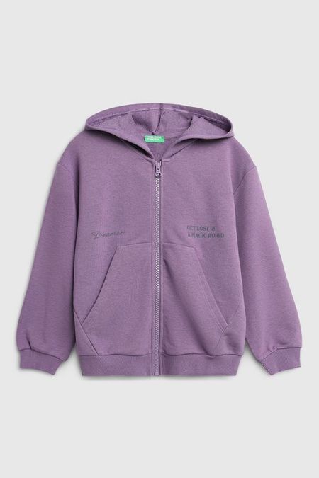 Толстовка хлопковая с капюшоном на молнии Benetton