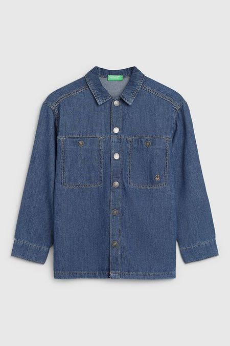 Рубашка хлопковая в полоску Benetton